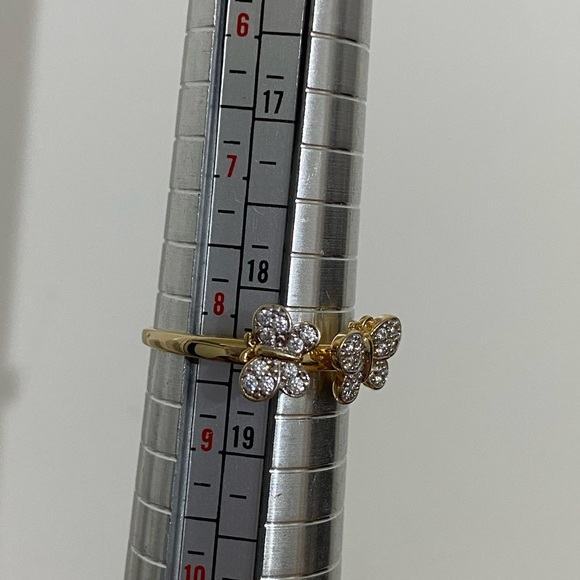 14k Solid Yellow Gold 3 Butterfly Ring Size 8.25 - Picture 8 of 11